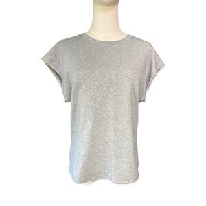 Marc New York Andrew Marc Gray Beaded Sleeve Cotton Tee Shirt Medium NWT